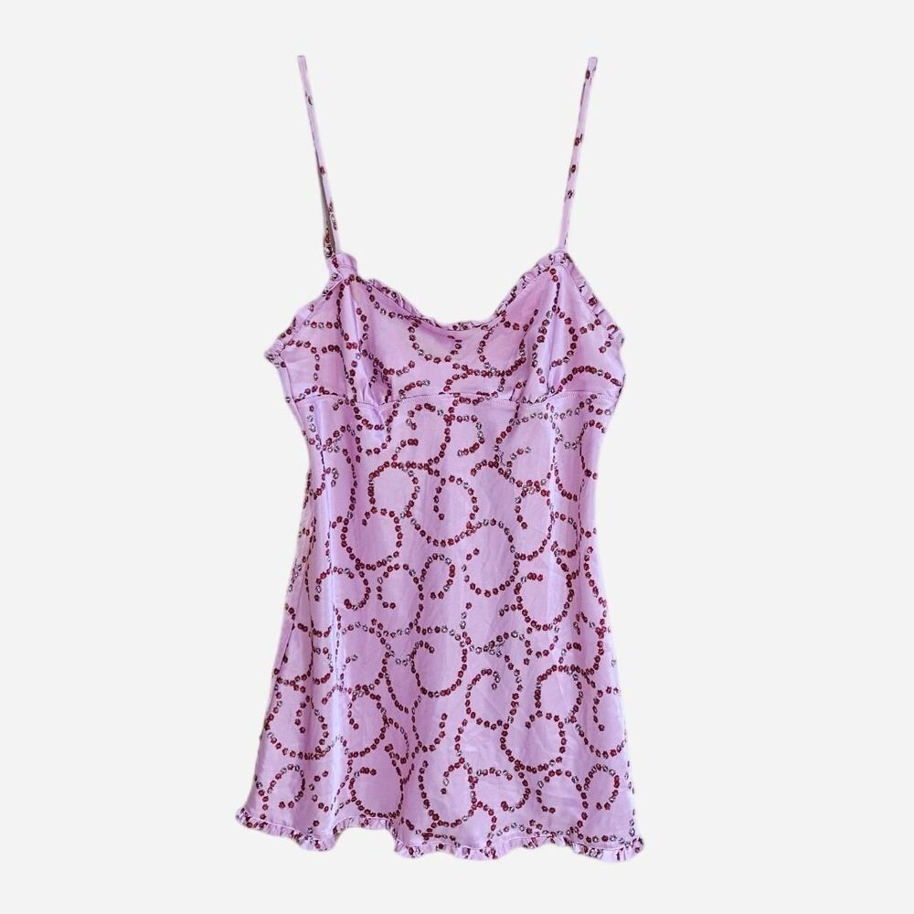 y2k gyaru preppy pink red roses victoria's secret mini slip dress